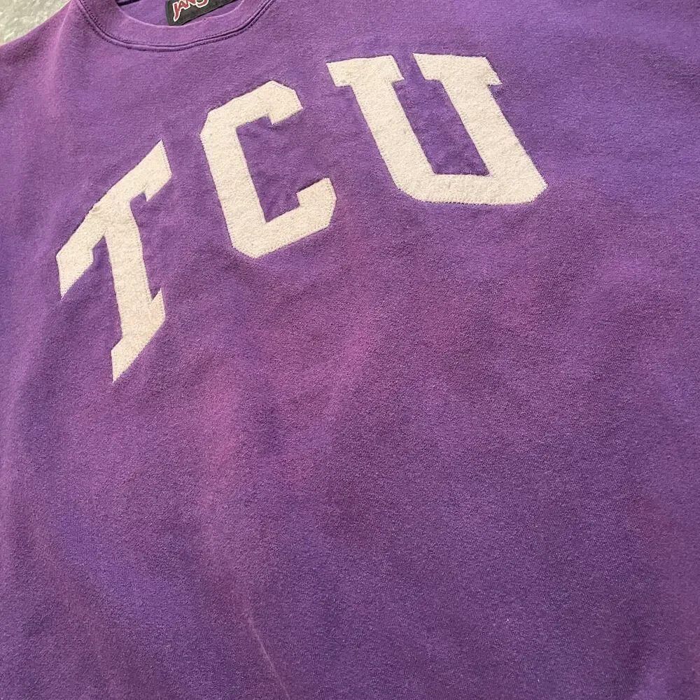 Vintage TCU Jansport Crewneck Sweatshirt XL Horned Frogs NCAA Patches University - Picture 7 of 15